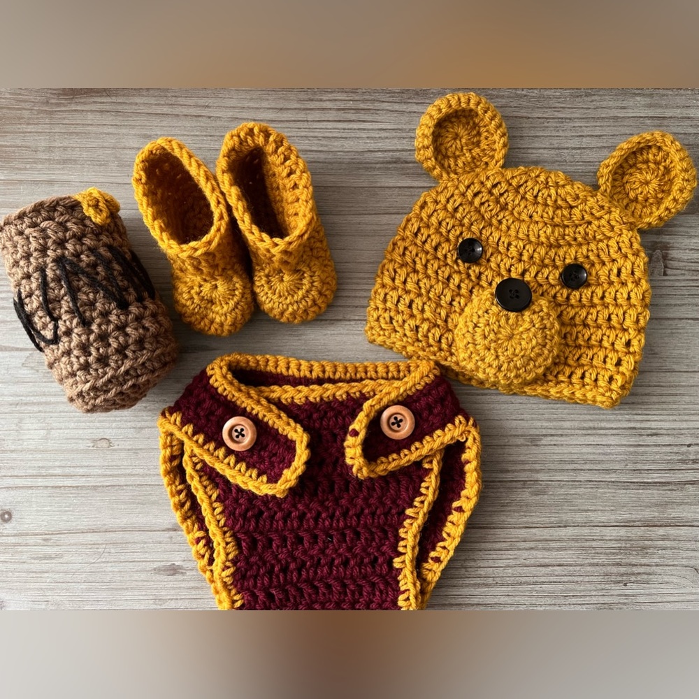 Pooh Newborn Photoshoot Outfit & Honey Pot Prop